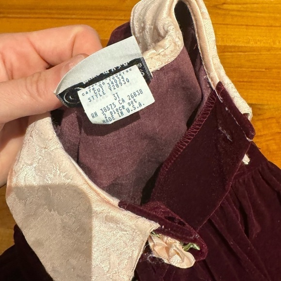 Christmas Dress Jo Lene Burgundy Red Velour with Lace Trim 3T Formal baby infant - Picture 4 of 11